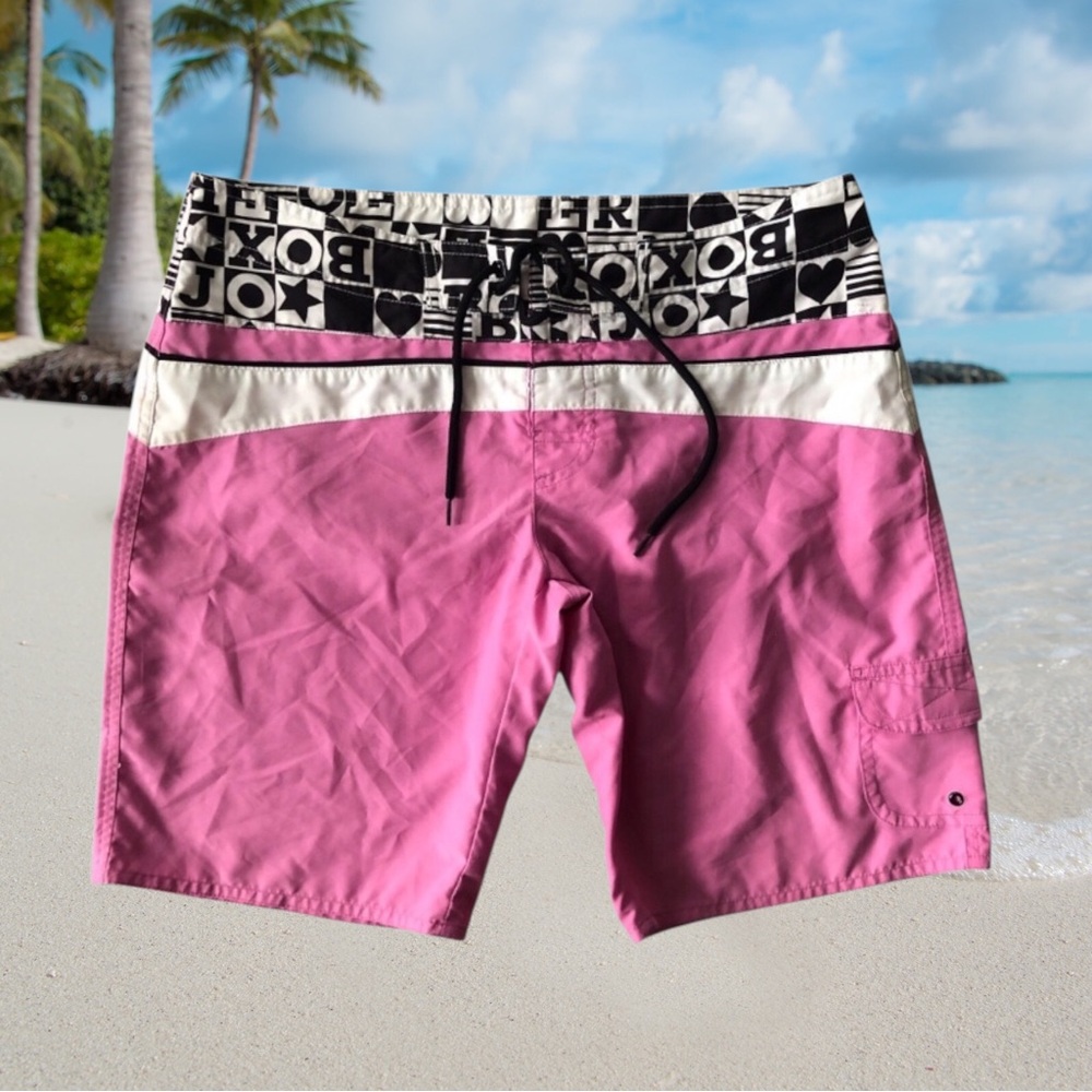 🏄‍♀️ 🏝️Joe Boxer Men’s Board Shorts Swim Trunks Swimming Pink Size M Drawstring